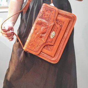 Vintage Leather Hand Tooled Purse